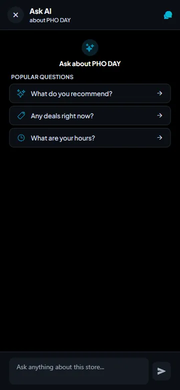 Real screen: Ask AI about PHO DAY