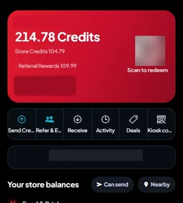 Real screen: the wallet, Scan to redeem